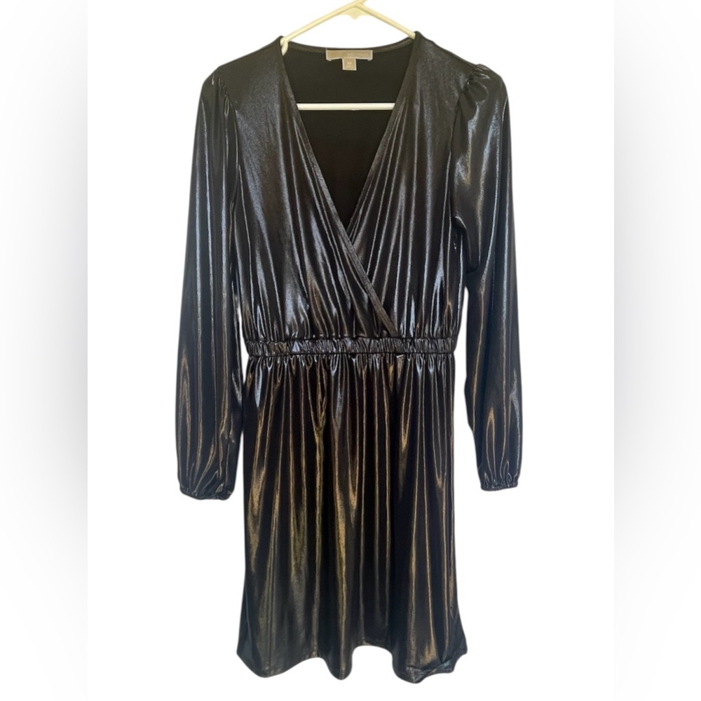 Michael Kors Shimmering Black Long Sleeve Dress